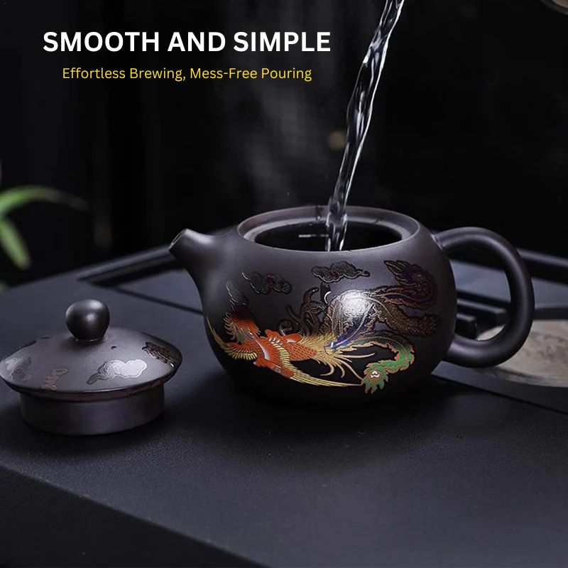 Color-Changing Teapot with Dragon and Phoenix Design