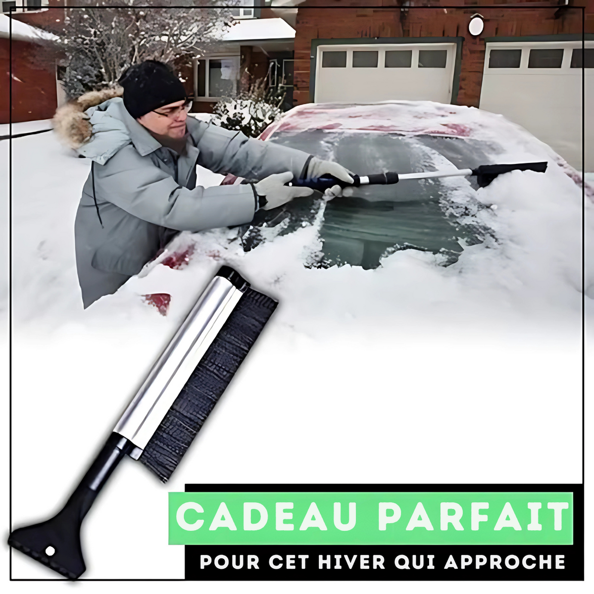Extendable Snow Broom with Ice Removal Tool