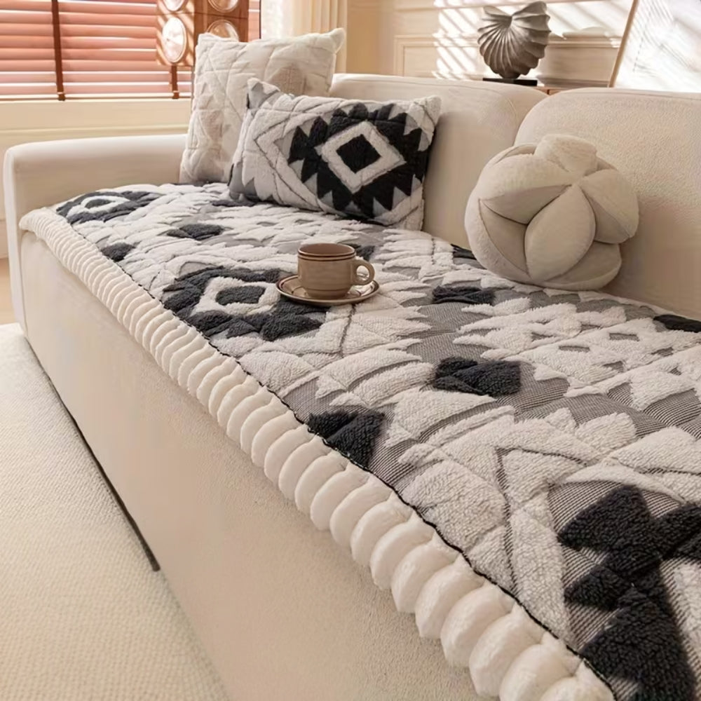 Cozy Plush Sofa Protector for Winter Comfort