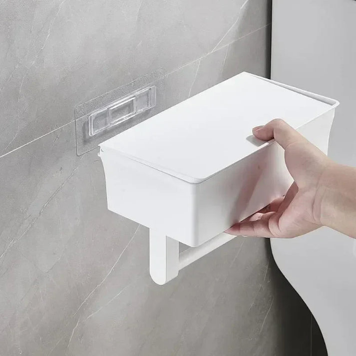Stylish Wall-Mounted Toilet Paper Holder with Storage
