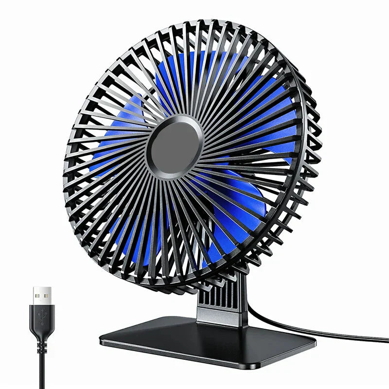 Oscillating USB Desk Fan – Quiet, Compact, 4-Speed Design for Nightstands
