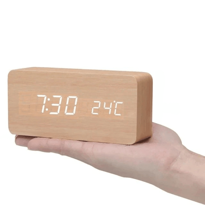 Wooden Clock with Voice Activation Feature