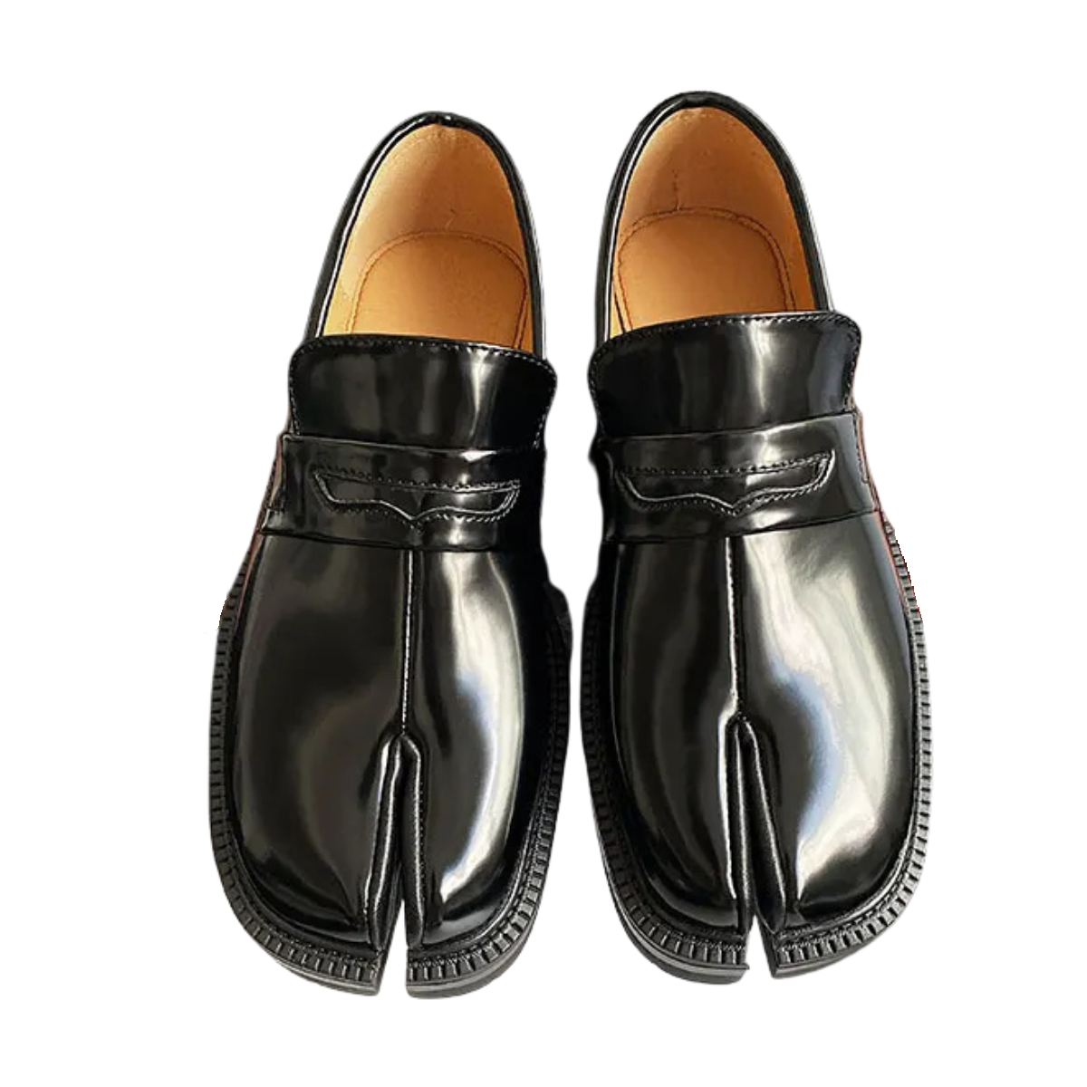 Leather Shoes with Thick Sole - Split-Toe Tabi Style Loafers