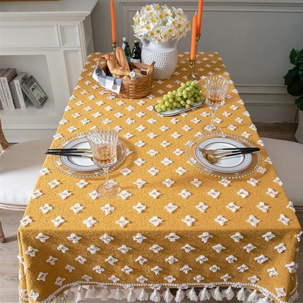 Chic Yellow Tassel Table Cover for Any Occasion