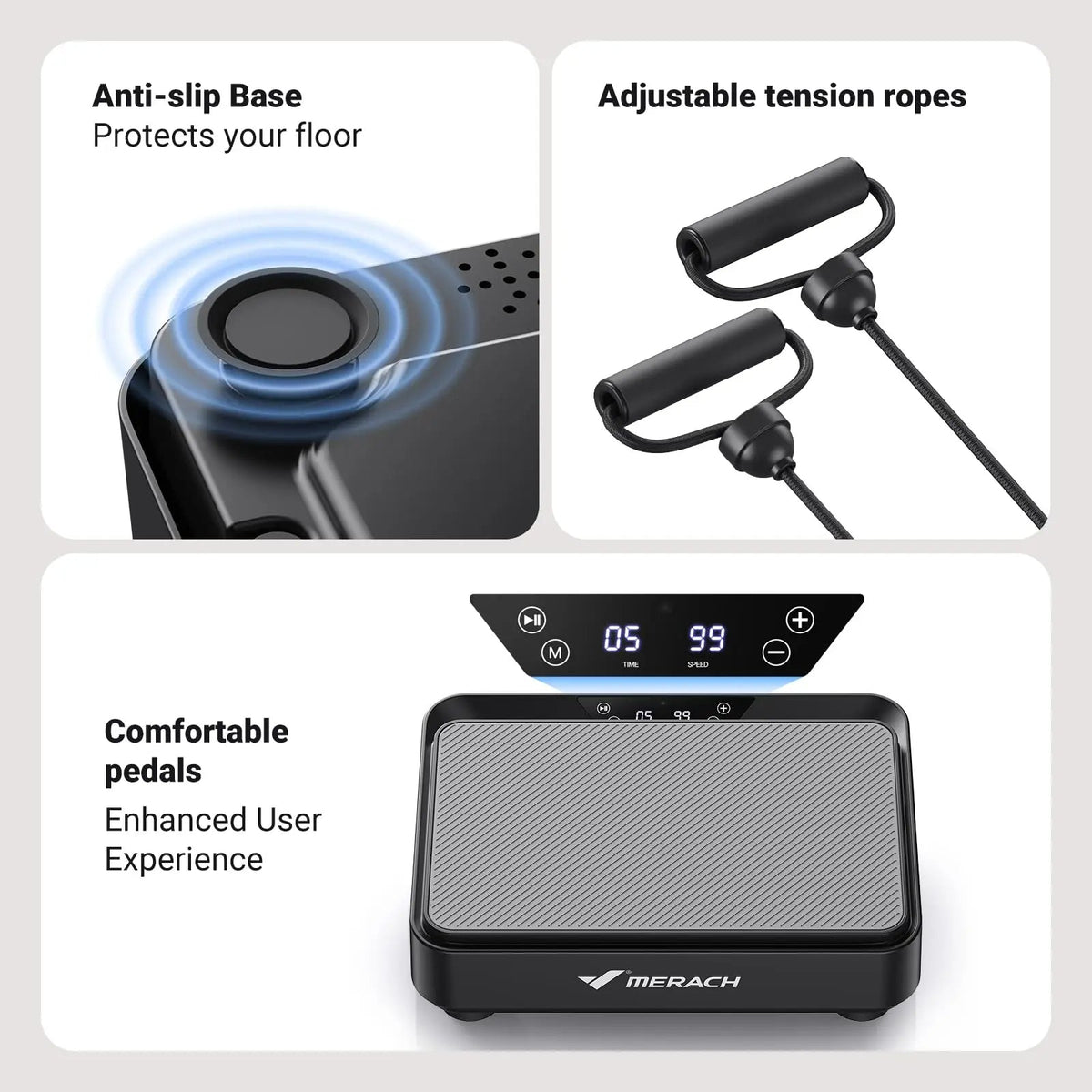 Compact Vibration Fitness Plate – 99 Speed Settings, 9 Workout Modes, Remote & Resistance Bands