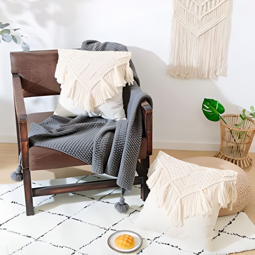 Chic Bohemian Cushion Cover with Tassel Detail