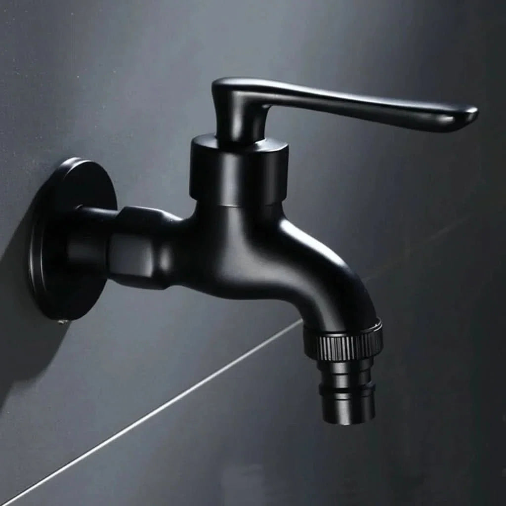Matte Black Wall-Mounted Faucet for Kitchen, Bathroom, and Outdoor Spaces