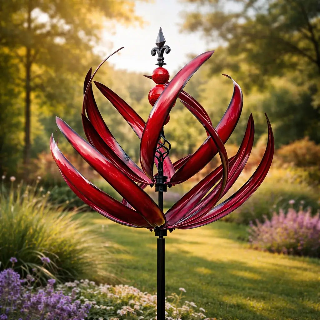 Elegant Flower-Shaped Metal Wind Spinner for Gardens