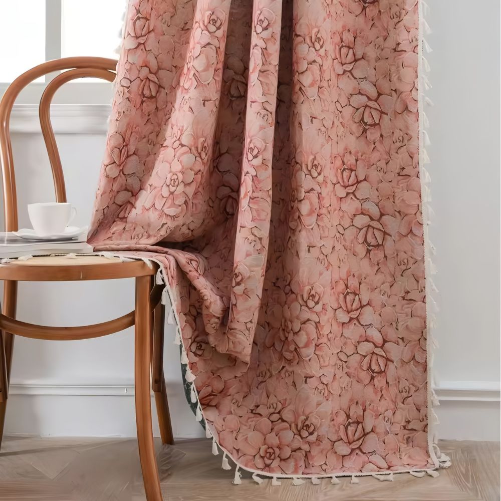 Charming Microfiber Tassel Window Drapes