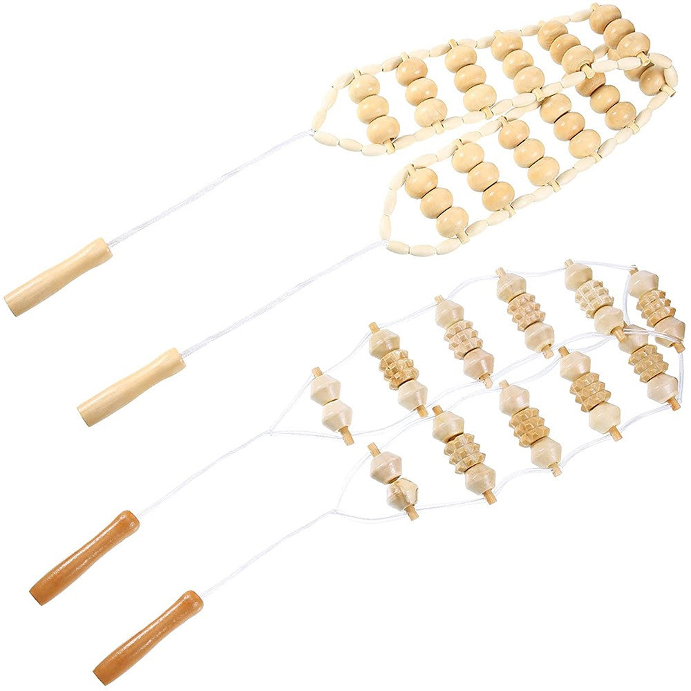 Rope Massage Roller for Back Relief - Wooden Design