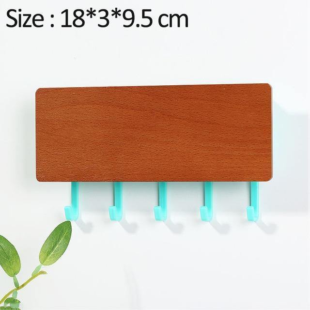 Colorful Hooked Wooden Key Organizer