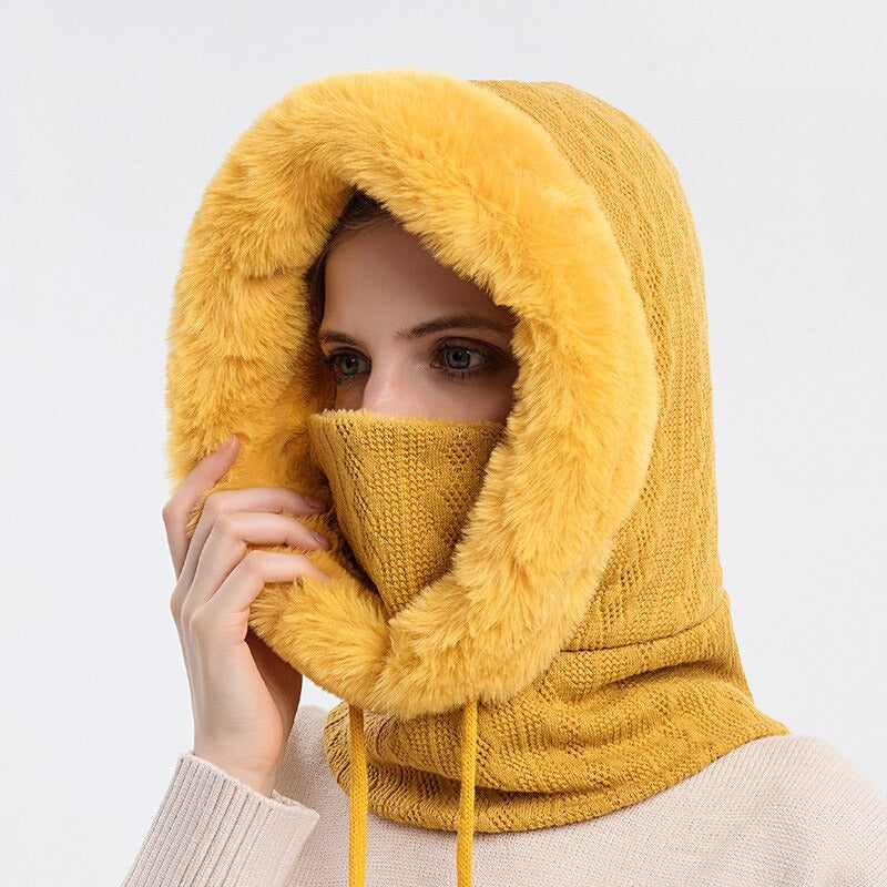 Luxurious Cashmere Knit Hat and Mask Set for Winter
