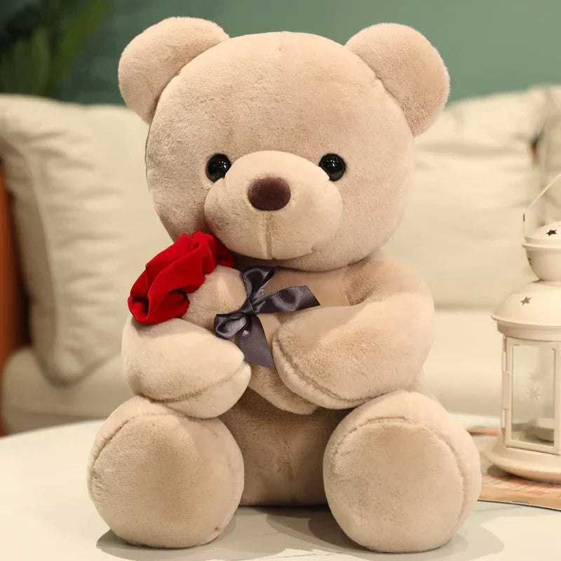 Soft Teddy Bear with Roses – Ideal Romantic Gift for Valentine's Day or Loved One