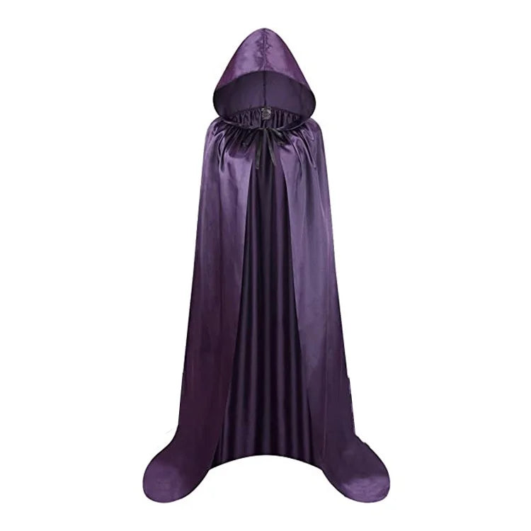 Long Unisex Halloween Cloak with Hood – Black Cosplay Wrap