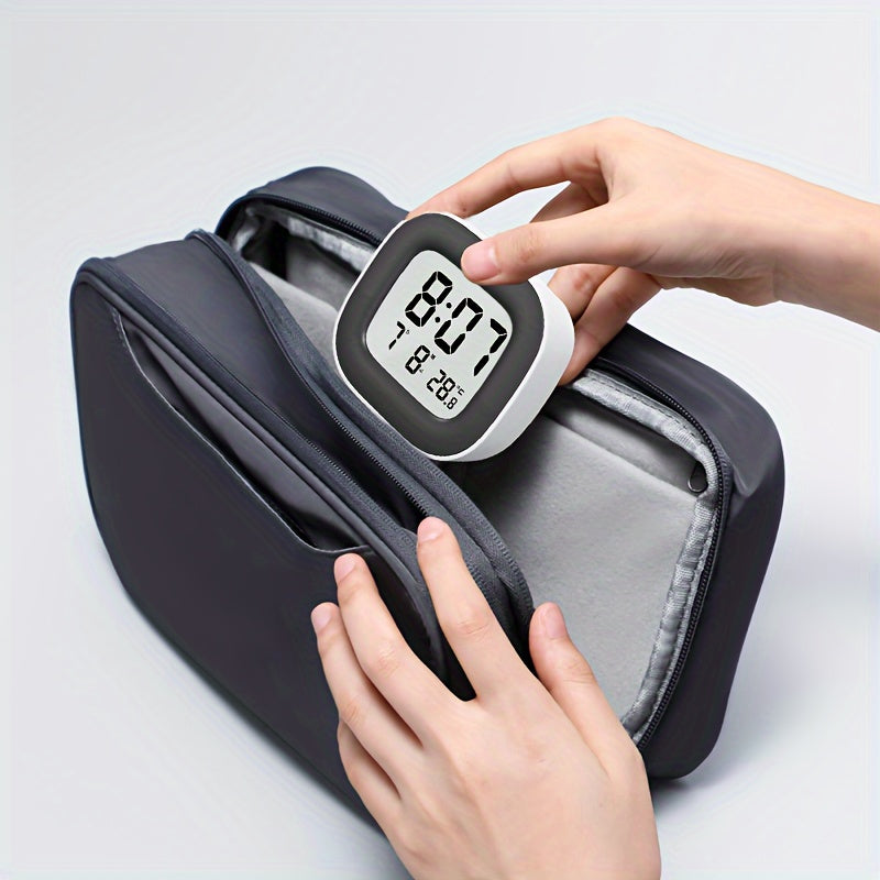 Digital Alarm Clock with Temperature Readout – Space-Saving Design