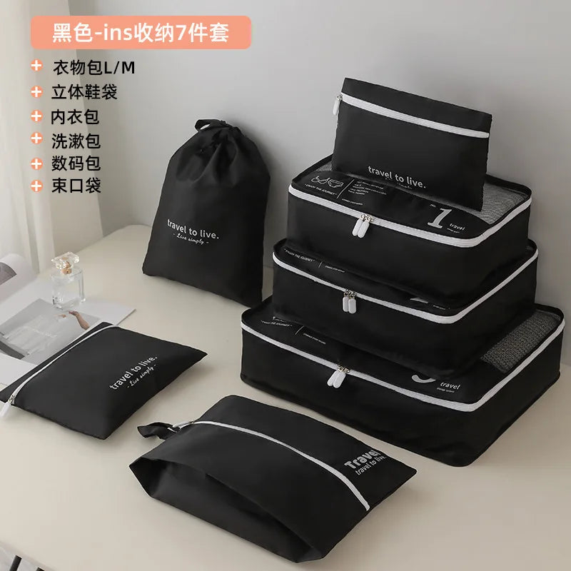 Luggage Organizer Set - 7-Piece Travel Packing Cubes - Waterproof Bags for Suitcases