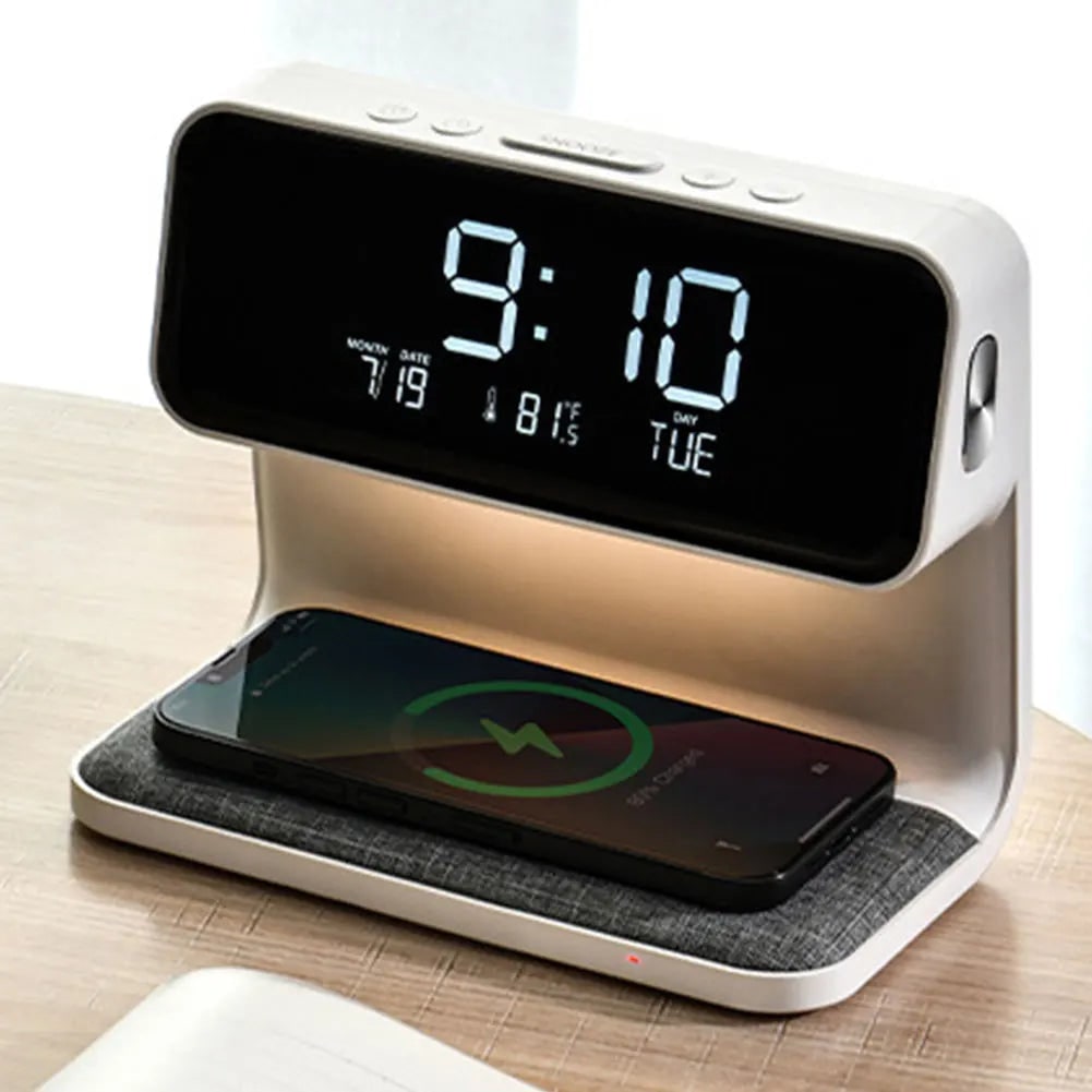 Smart Nightstand Hub with Wireless Charging & LED Display
