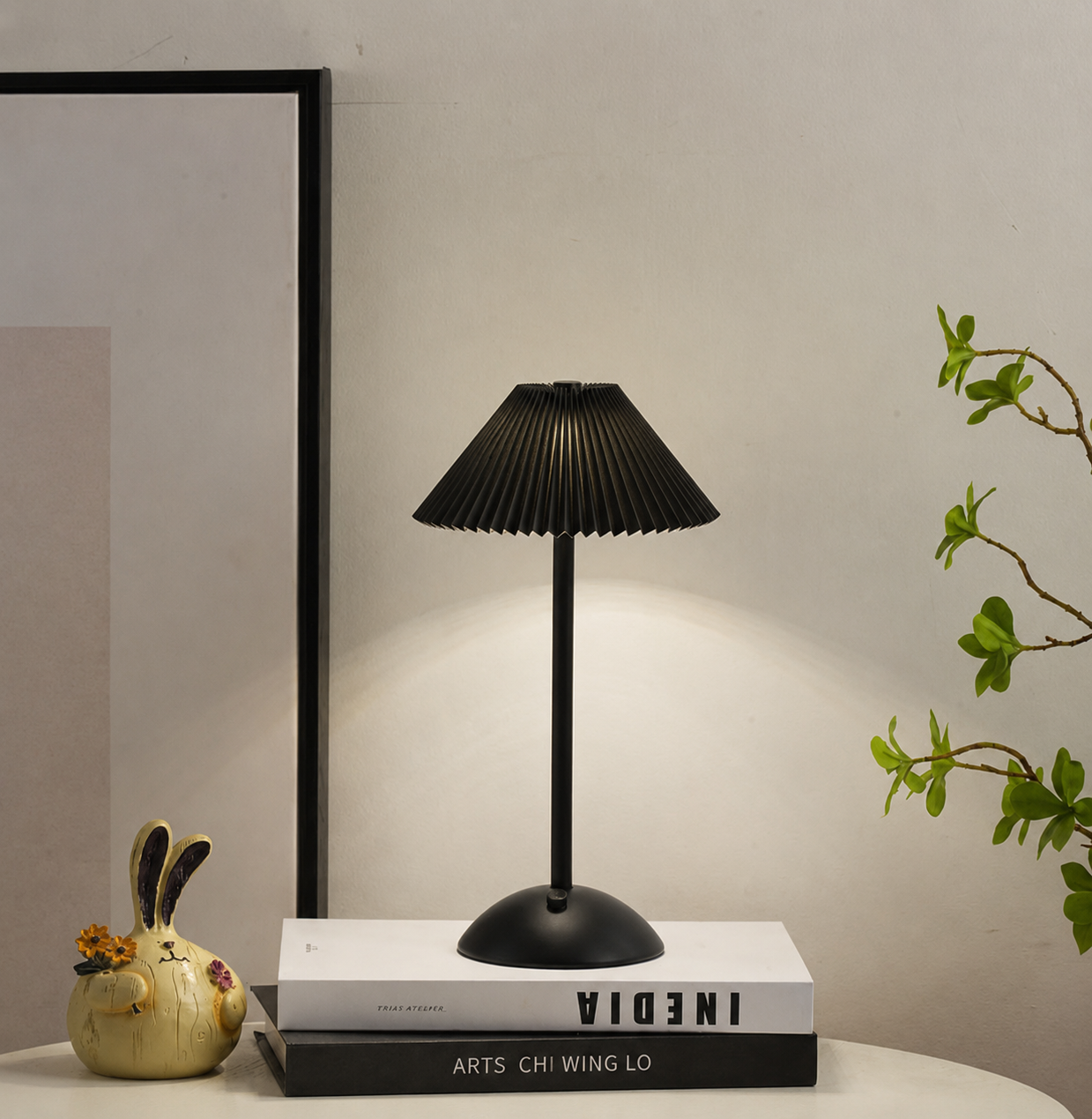 Fabric Table Lamp with Brass Cone Shade