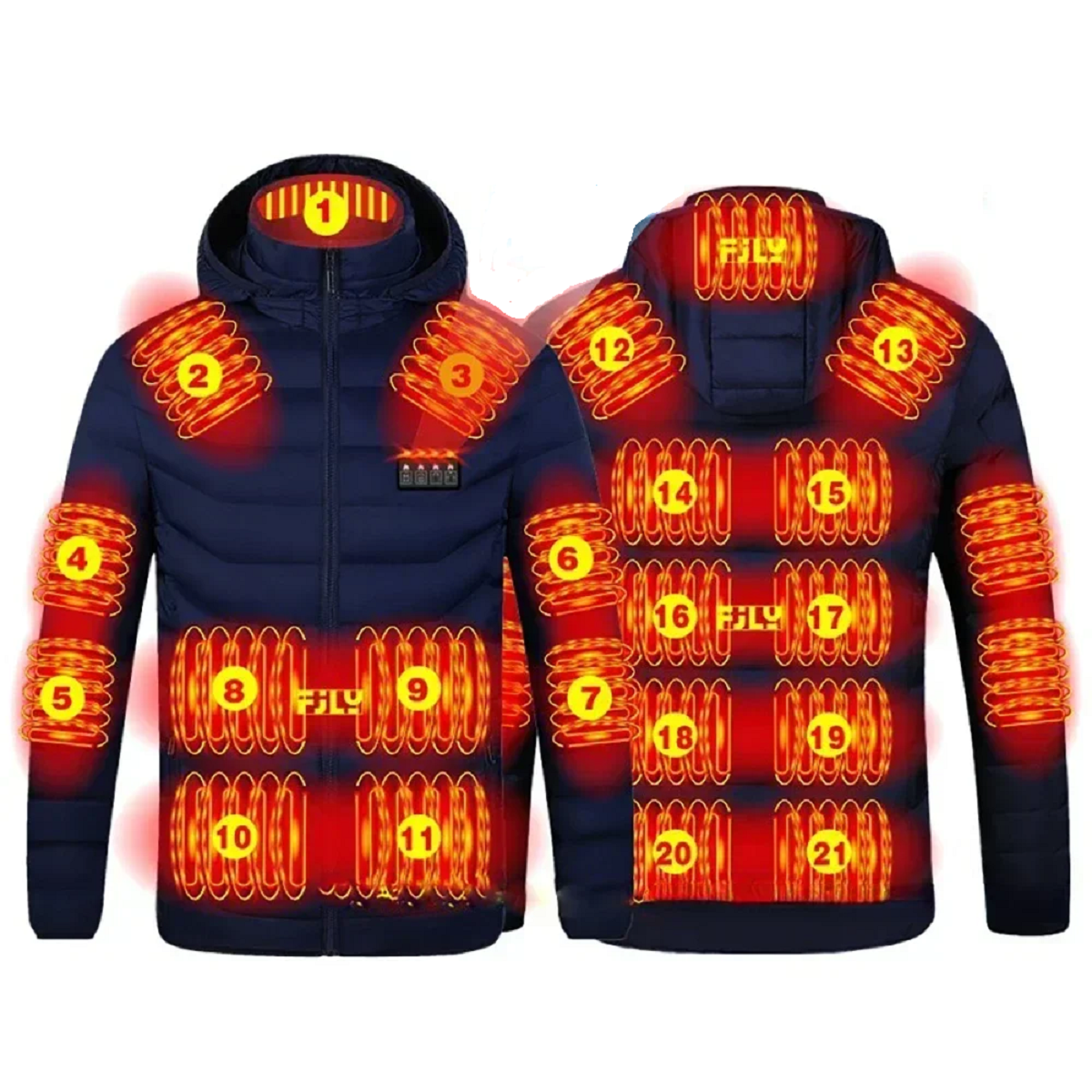 Waterproof Electric Winter Jacket - Unisex Heated Vest with 21 Heat Zones