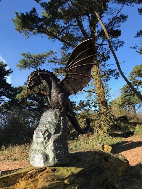 Fire-breathing Dragon Sculpture for Waterscape – Precision Cast Art