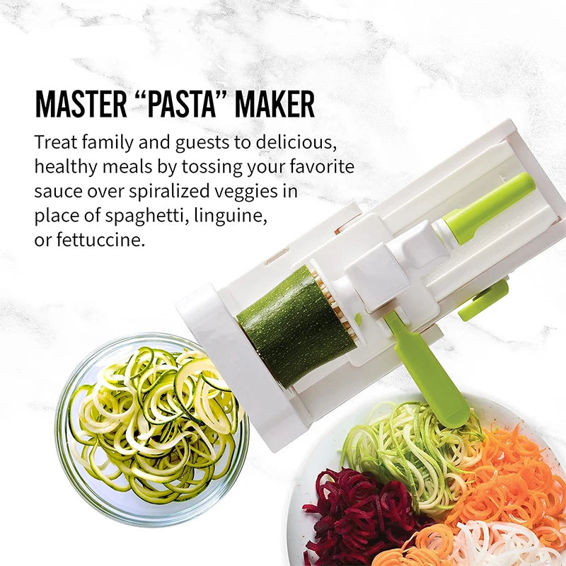 5-in-1 Vegetable Slicer with Folding Design and Rotating Function, Stainless Steel Blades