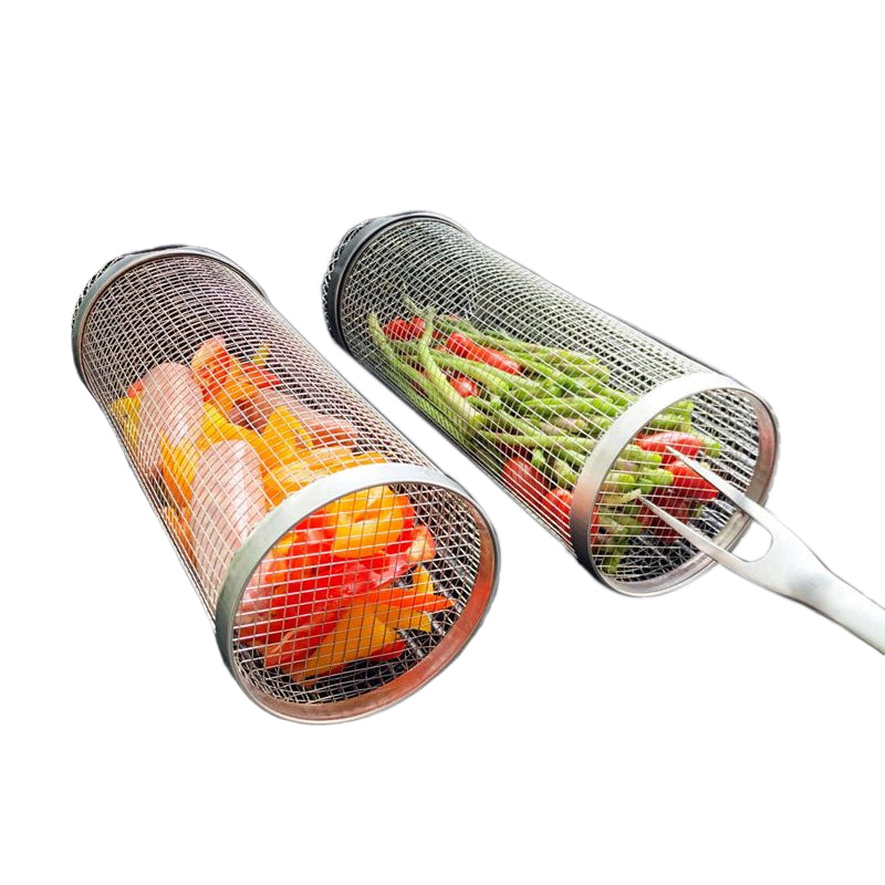 Stainless Steel 360° BBQ Grill Basket | Buy One Get One Free | Even Cooking for Meat, Vegetables & Smoking