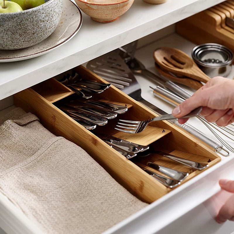Bamboo Cutlery Organizer – Space-Saving Solution for Kitchen Drawers