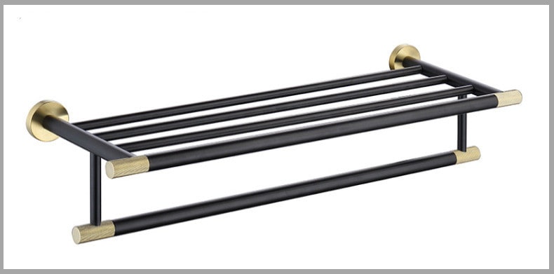Elegant Wall-Mounted Towel Bar with Luxe Gold Highlights