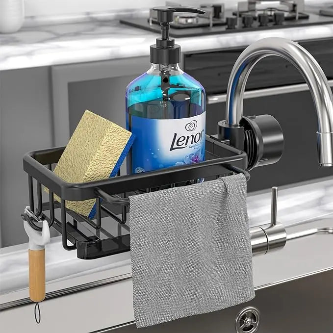 Smart Sink Organizer with Drain Tray | Sponge & Soap Holder