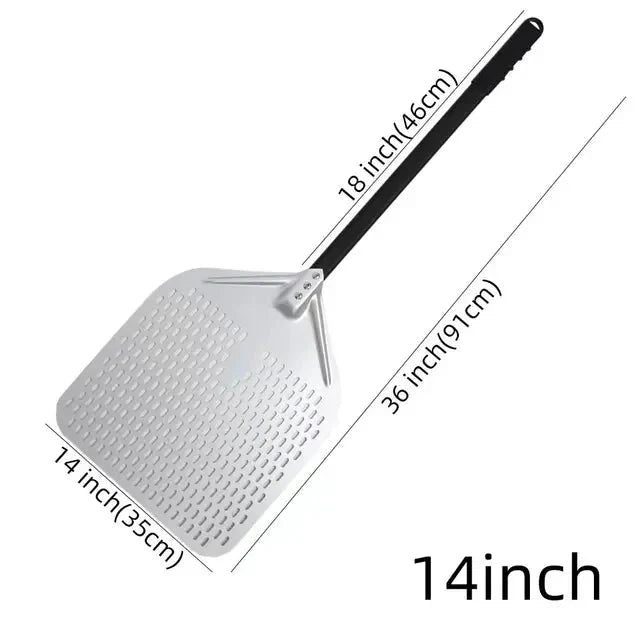 Perforated Pizza Shovel Paddle with Handle for Baking in Oven