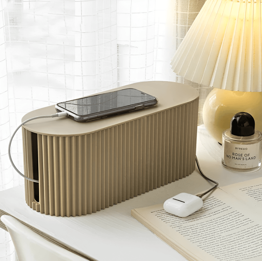 Ribbed Cable Storage Box for Cord Organization – Minimalist Design