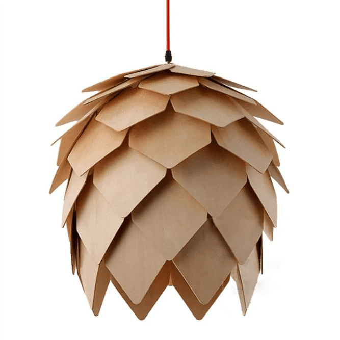 Pine Cone Pendant Light - Natural Wood Design
