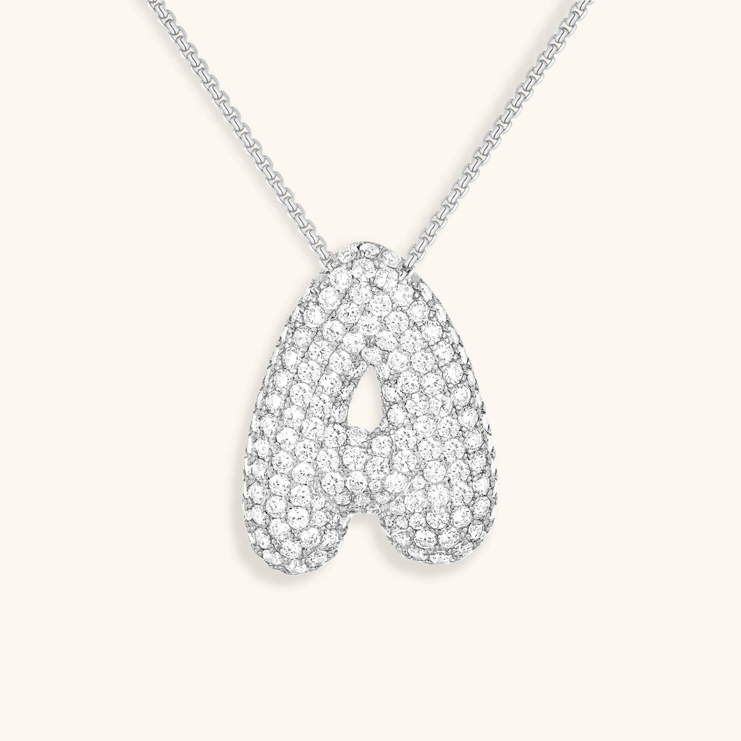 Initial Pendant Necklace with Bubble Diamond Design