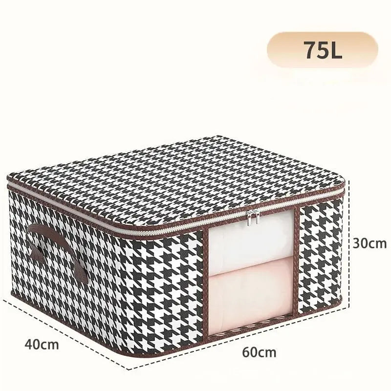 Foldable Clothing Storage Box | Dustproof Comforter Organizer with Handles | 60 × 40 × 30 cm