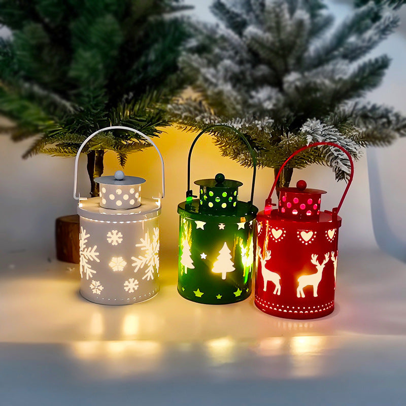 Flickering LED Light Christmas Candle – Indoor Decorative Iron Holder