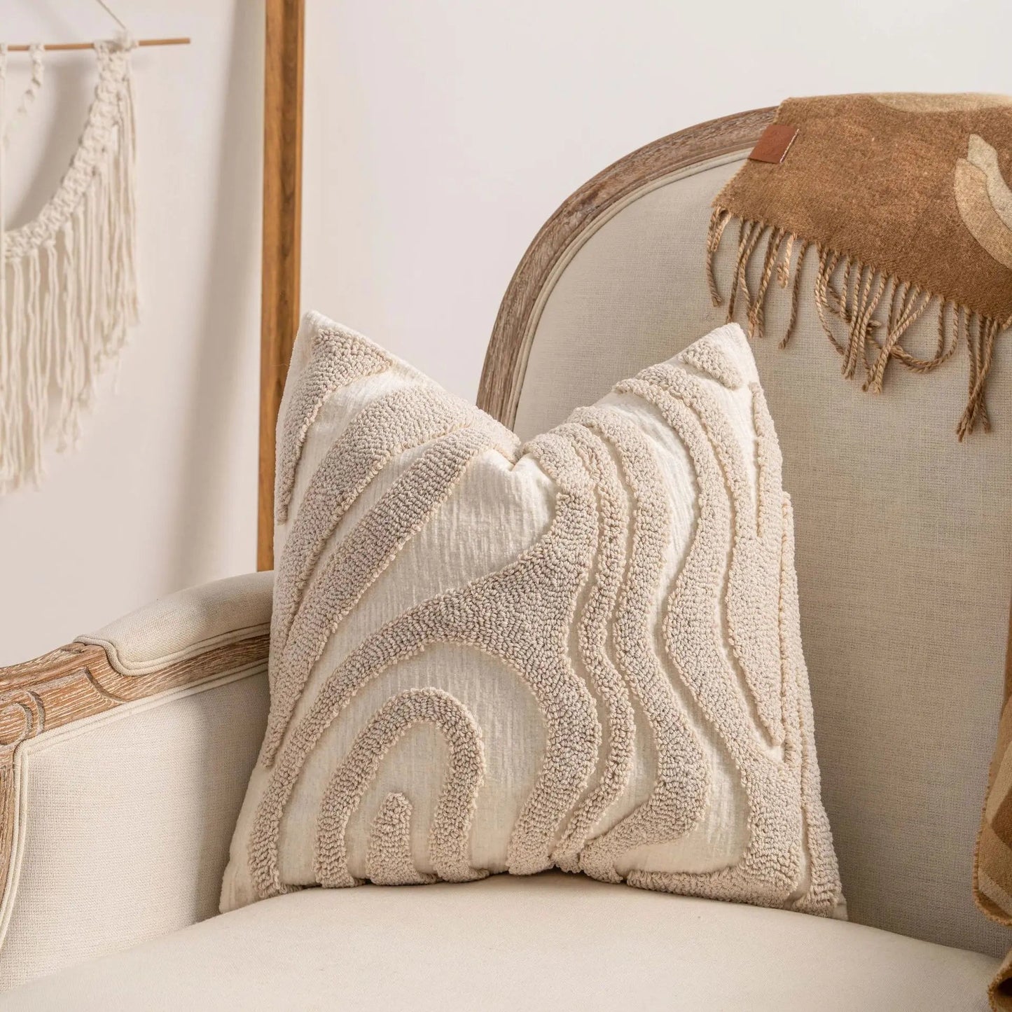 Textured Loop Yarn Pattern Pillow Covers 45x45 cm | Soft Boho and Scandi Decor