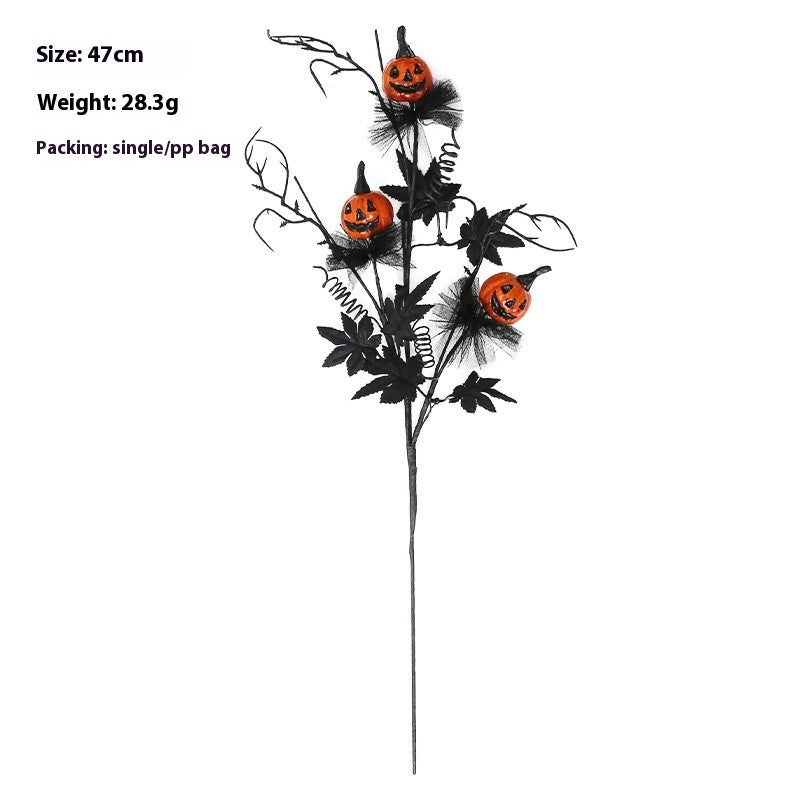 Halloween Black Pumpkin Branch Ornament for Decoration