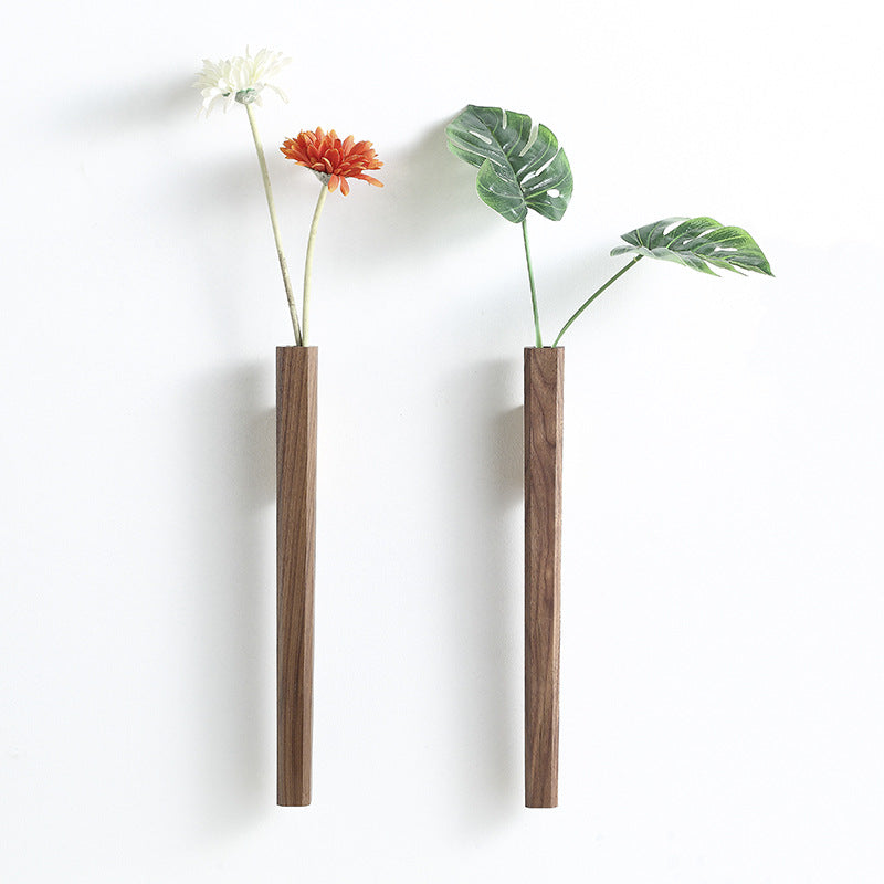 Solid Walnut Wood Wall Planter - Decorative Vase