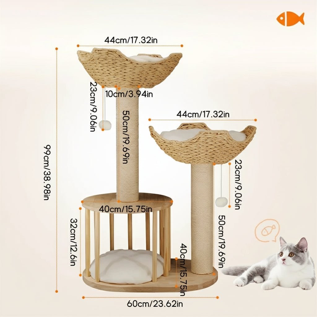 Elevated Cat Tower with Scratching Posts & Cozy Nests