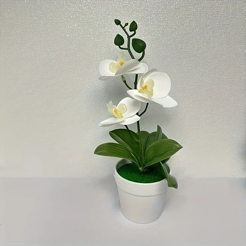 Artificial Orchid Bonsai | Realistic Flowers | Light-Resistant Table Decor for Living Room, Office & Entryway