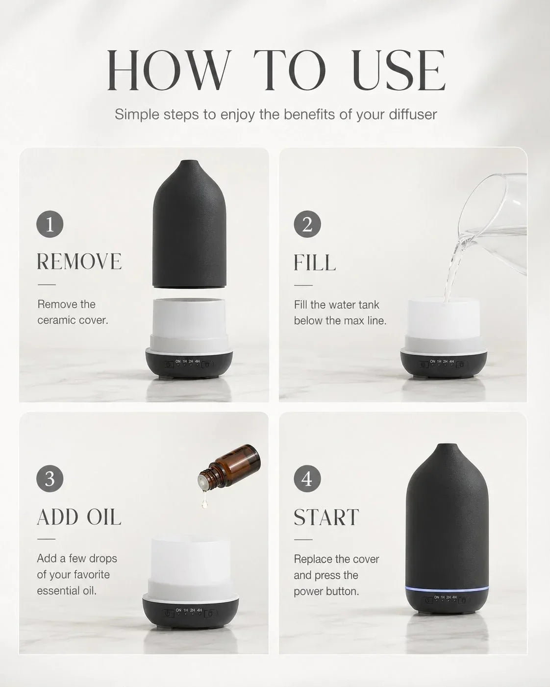 Ceramic Essential Oil Mist Maker | 200ml with 7-Color Light