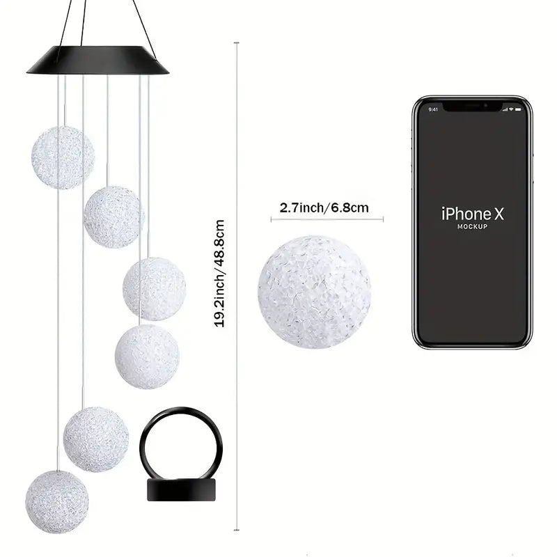 Solar-Powered Crystal Orb Wind Chimes for Enchanting Spaces