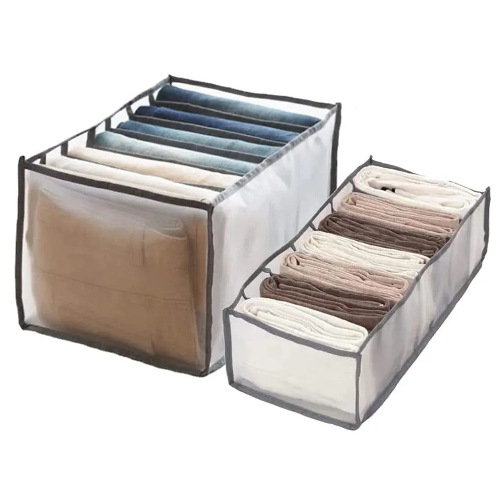 Clothes Organizer with 7-Grid Mesh Dividers for Wardrobe