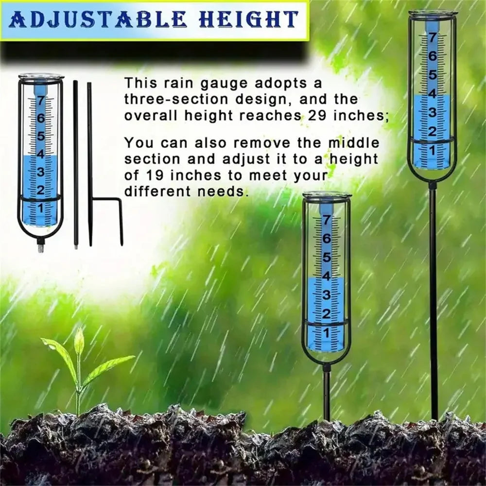 Garden Rain Gauge | Frost-Resistant Precipitation Meter | Adjustable Height | Large Scale | Ideal for Lawn & Patio