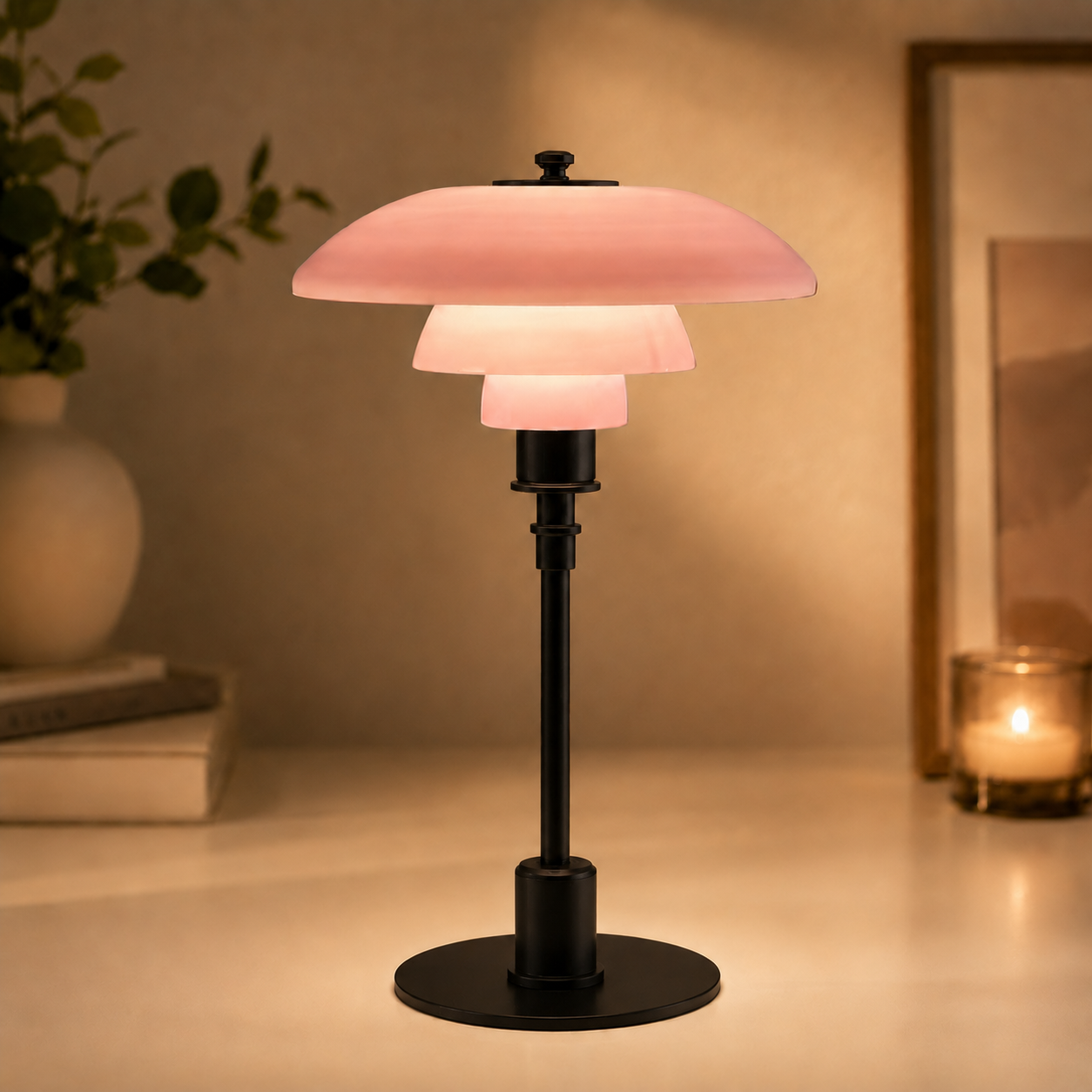 Minimalist Glass Shade Table Lamp for Scandinavian Style Bedroom
