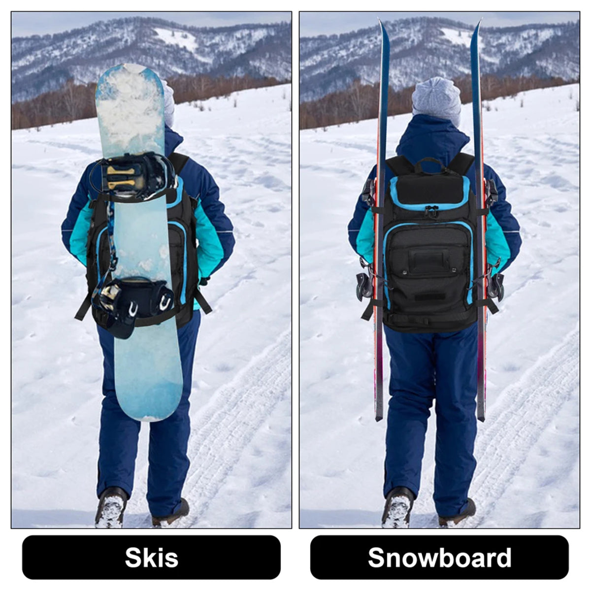 50L Waterproof Ski Boot Backpack with Helmet and Goggles Compartment