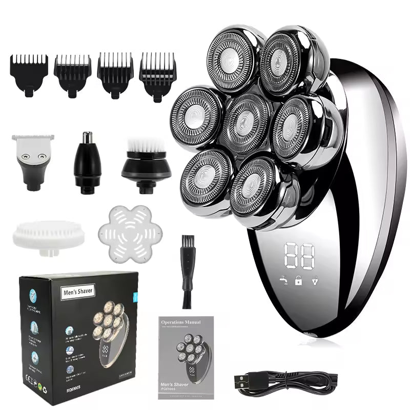 7D Bald Head Shaver and 5-in-1 Grooming Set for Men UK