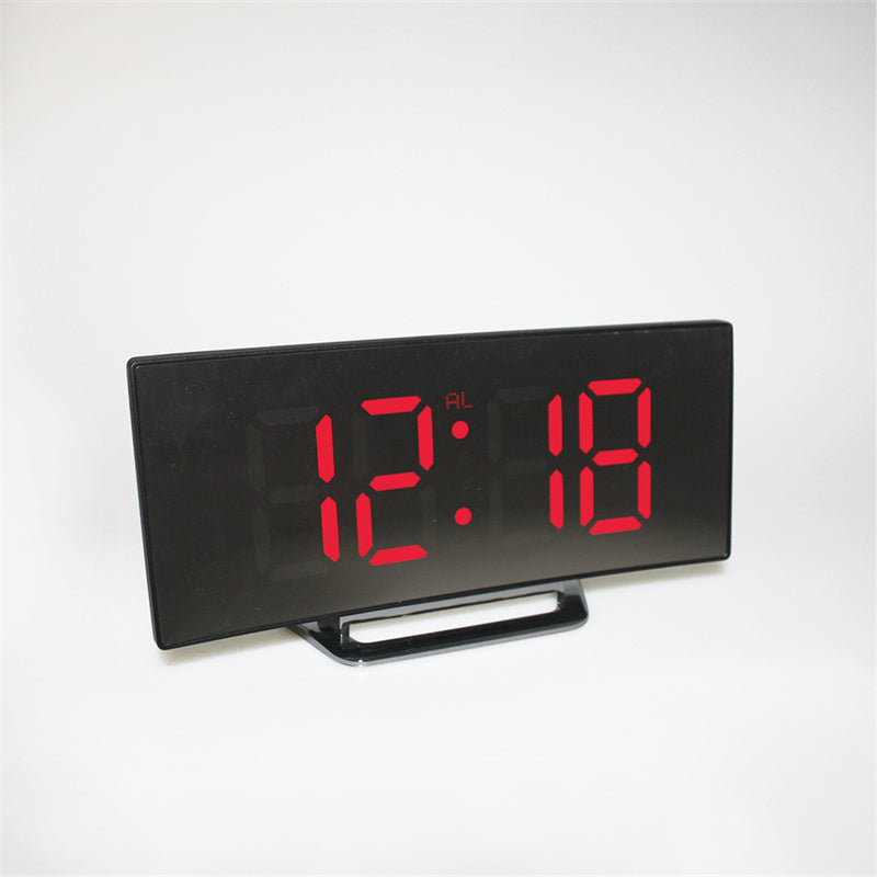 Digital Alarm Clock with Curved Display – Compact Modern Timepiece