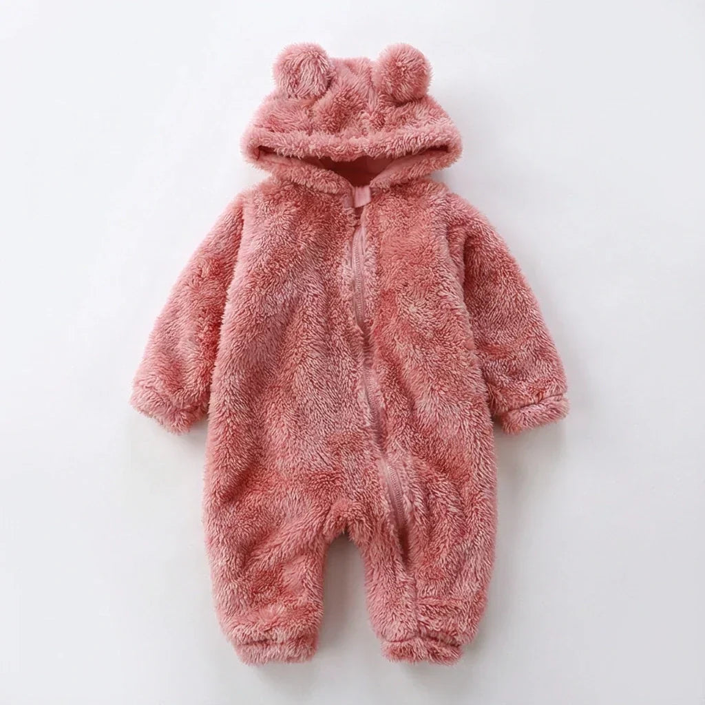 Soft Plush Bear Winter Baby Overall - Cozy Outfit for Infants