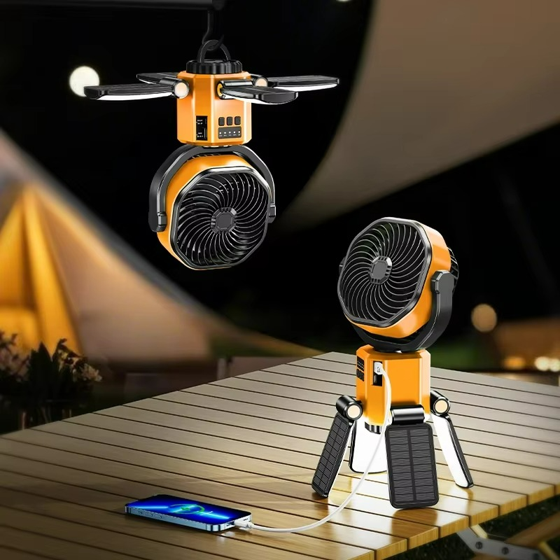 Portable Camping Fan with 4 Speeds and LED Light